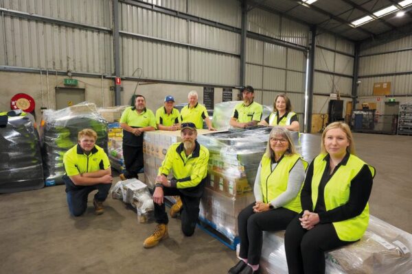 CONTINUED SUCCESS...Bicknells Freight have 20 years' experience servicing local manufacturing, farming, engineering, automotive and construction industries. Pictured at the back from left, Mark Kneebone, Brad O'Connor, John Harmes, Ricky Simmons and Ros Bicknell. Pictured at the front from left Frankie Gaspari, Geoff Derooy, Jenny Harmes and Hope Wheelhouse. Photo: Deanne Jeffers