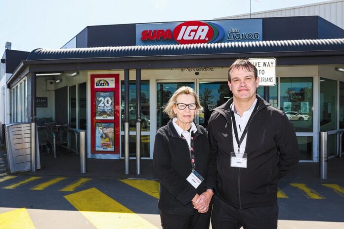 ON THE CUSP OF EXPANSION...Fairleys IGA is about to build a new state-of-the-art supermarket. Pictured is Fairleys IGA order writer Diane Thoresen and store manager, John Mourmourkis. Photo: Kelly Carmody